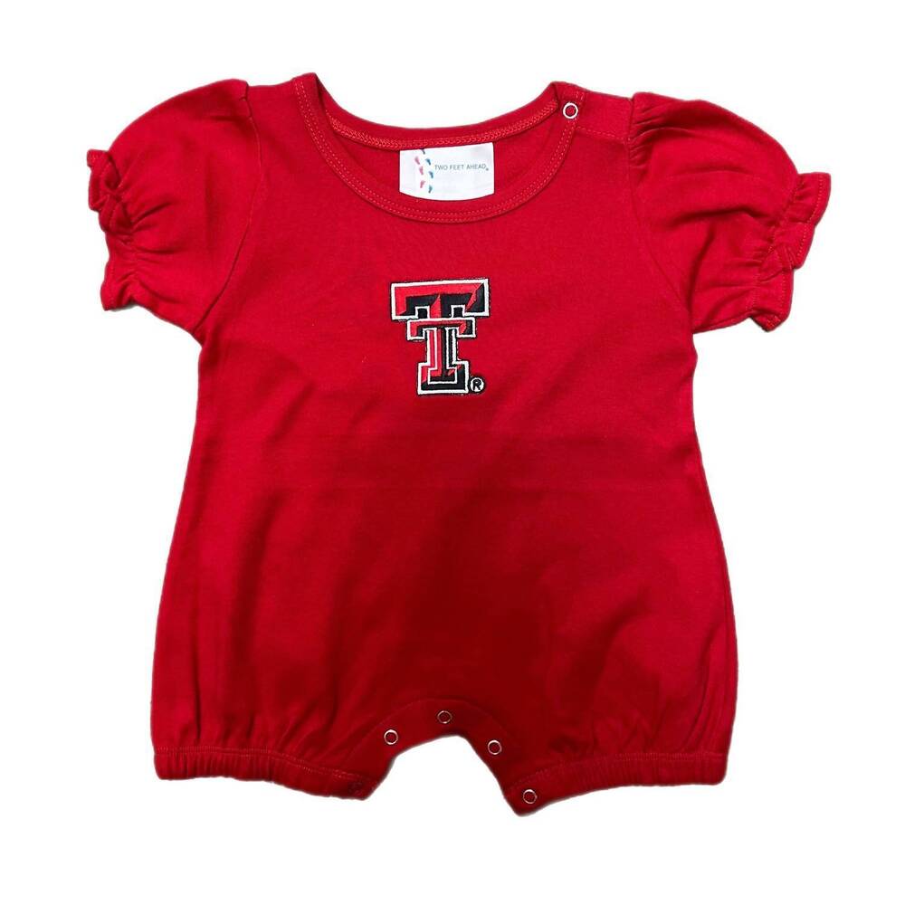 NEW TWO FEET AHEAD girl's texas romper in tech red